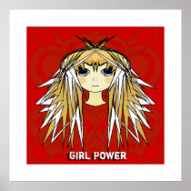 Ultra Cute Anime Blonde Long Hair Girl Power Print