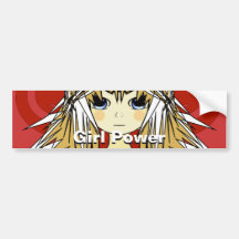 Ultra Cute Anime Girls -Girl Power- powerful girls Bumper Stickers