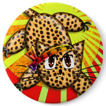 Ultra Cute Anime Leopard Kitty Rainbow Head Band buttons by samack Ultra Cute Anime Leopard Kitty Rainbow Head Band buttons