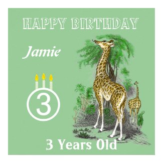 Ultra Cute Giraffe Safari Birthday Posters print