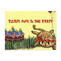 Ultra Cute Leopard Safari Birthday Invitations postcards