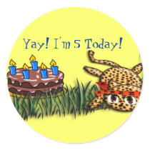 Ultra Cute Leopard Safari Birthday Invitations stickers by samack Ultra Cute Leopard Safari Birthday Invitations stickers