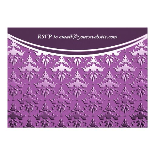 Ultra Elegant Mauve - Silver Embossed Damask Custom Invite