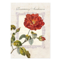 Ultra Elegant Old Fashioned Red Rose for Gardener Business Card Templates