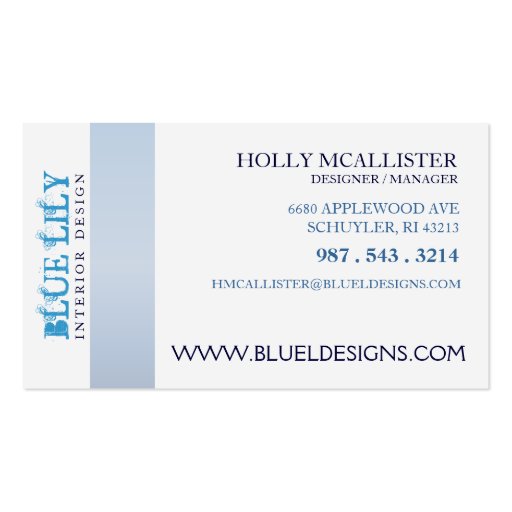 Ultramarine Lily Business Card (back side)