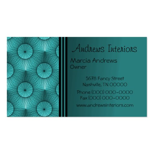 Ultramodern Business Card, Dazzling Teal (front side)