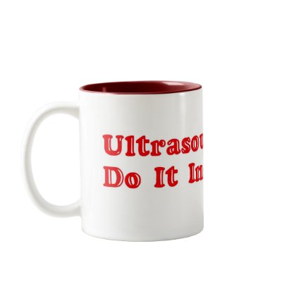 Ultrasound Techs Do It In The Dark Red Bubble Logo Mugs by sixteenthkid