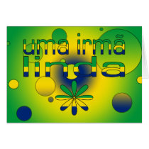 Uma Irmã Linda Brazil Flag Colors Pop Art Greeting Cards