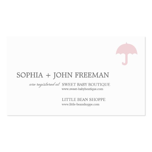 UMBRELLA | BABY REGISTRY CARD BUSINESS CARD TEMPLATES (front side)