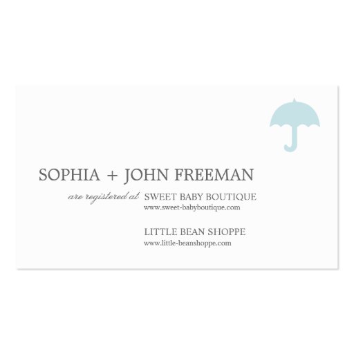 UMBRELLA | BABY REGISTRY CARD BUSINESS CARD TEMPLATE (front side)