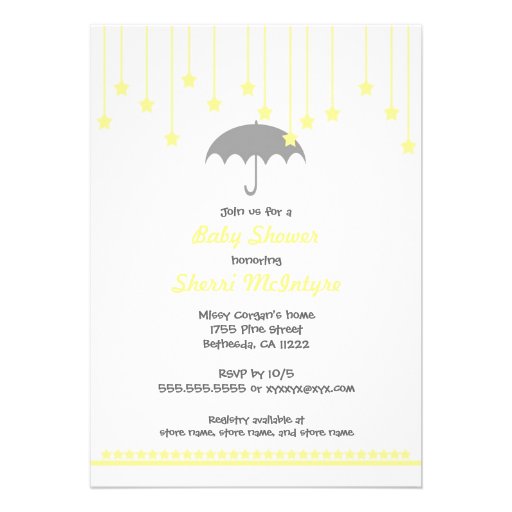 Umbrella Baby Shower Invite in Yellow and gray