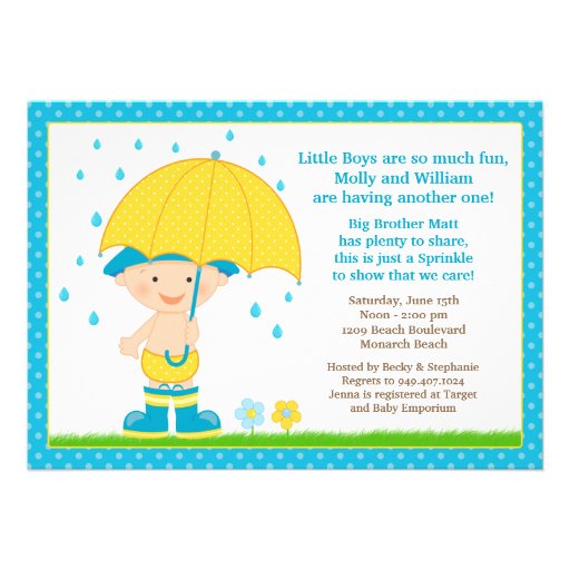 Umbrella Baby Sprinkle Shower Blue for Boy Custom Invite