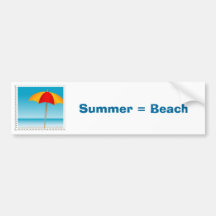 Umbrella, Beach & Ocean Stamp Bumper Sticker