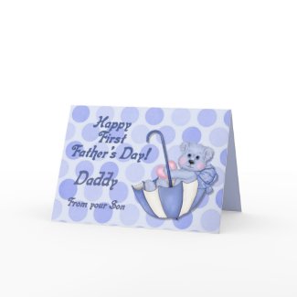 Umbrella Bear Blue - First Fathers Day card
