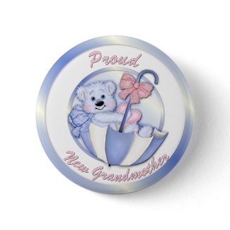 Umbrella Bear - New Grandma - Boy button