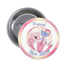 Umbrella Bear - New Uncle - Girl Buttons