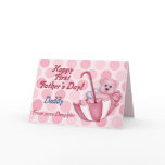 Umbrella Bear Pink - First Fathers Day Greeting Cards