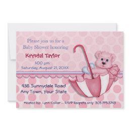 Umbrella Bear Pink - Invitation zazzle_invitation