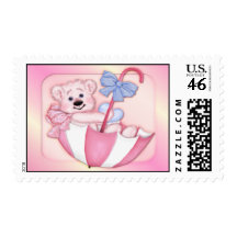 Umbrella Bear - Pink Stamp