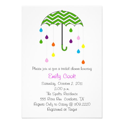 Umbrella Bridal Shower Custom Invites