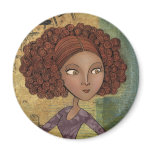 Umbrella Girl Whimsical Garden Illustration magnets
