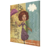 Umbrella Girl Whimsical Garden Wrapped Canvas Art canvas prints