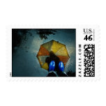 umbrella in the rain postage stamp