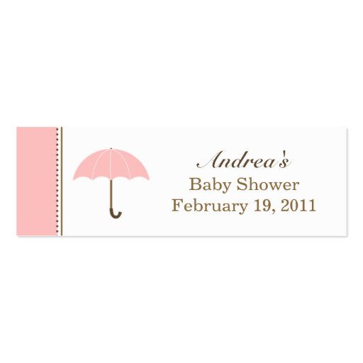 Umbrella Pink Small Tag Business Card Template (front side)