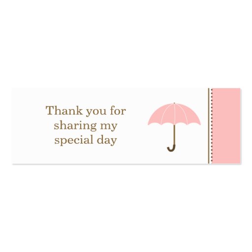 Umbrella Pink Small Tag Business Card Template (back side)
