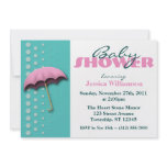 Umbrella Pink & Teal Baby Shower Invitations