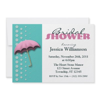 Umbrella Teal & Pink Bridal Shower Invitations by starzraven