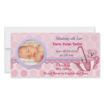 Umbrella Teddy Bear Photo Birth Announcement Photo Card Template