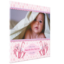 Umbrella Teddy Bear Polka Baby Canvas Print canvas prints