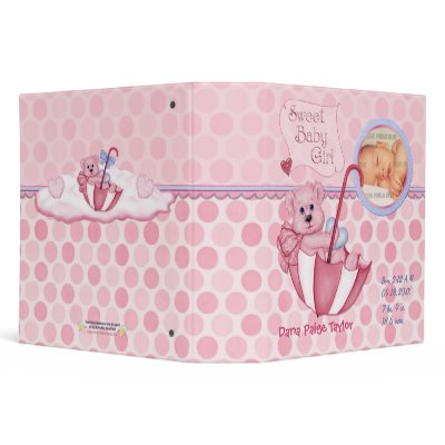 Baby Girl Photo Albums on Umbrella Teddy Polka Dot Photo Album For Baby Girl Binder From Zazzle