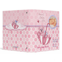 Umbrella Teddy Polka Dot Photo Album for Baby Girl binders