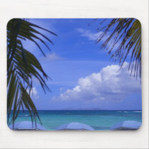 umbrellas on beach, St. Maarten, Caribbean Mousepads