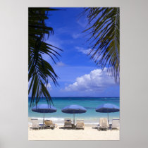 umbrellas on beach, St. Maarten, Caribbean