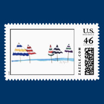 Umbrellas on the Beach Custom Postage stamps