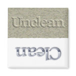 Un/Clean dishwasher magnet