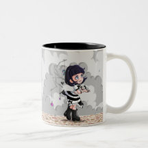 Un paseo en la lluvia taza de café