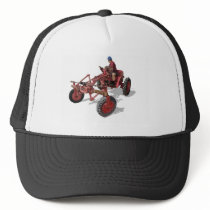 Un-restored Vintage Tractor Red Illustration hats by crazyhair13 Un-restored Vintage Tractor Red Illustration hats