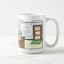 "Un tacto de la taza de café cómica del masaje de 