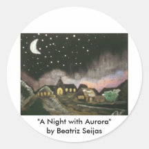 "Una noche con pegatinas redondos grandes del arte