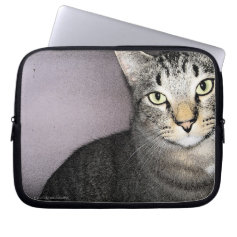 Unassuming And Unimpressed Tommy Cat Neoprene Bag Laptop Sleeves