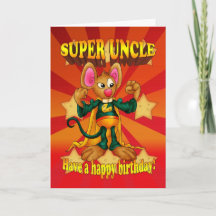 Uncle Birthday Card - Super Uncle - Mouse With Mus