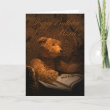 Uncle Birthday Card With Teddy Bear Reading A Book