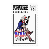 Uncle Sam Banjo Postage Stamp