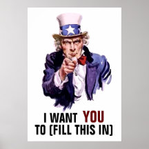 Uncle Sam "I Want You" Customizable Posters