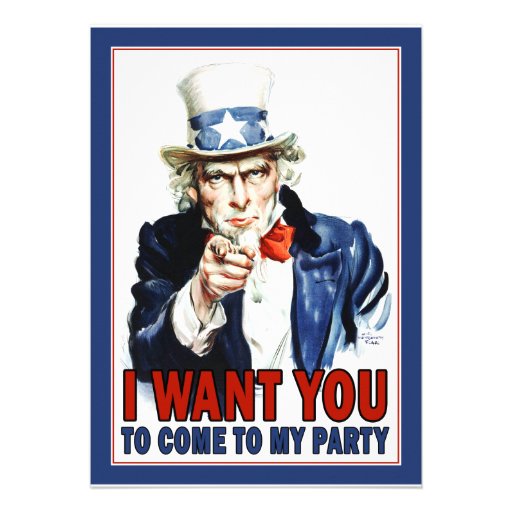 Uncle Sam - I WANT YOU - Party Invitation