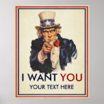 Uncle Sam "I Want You" Personalized Poster